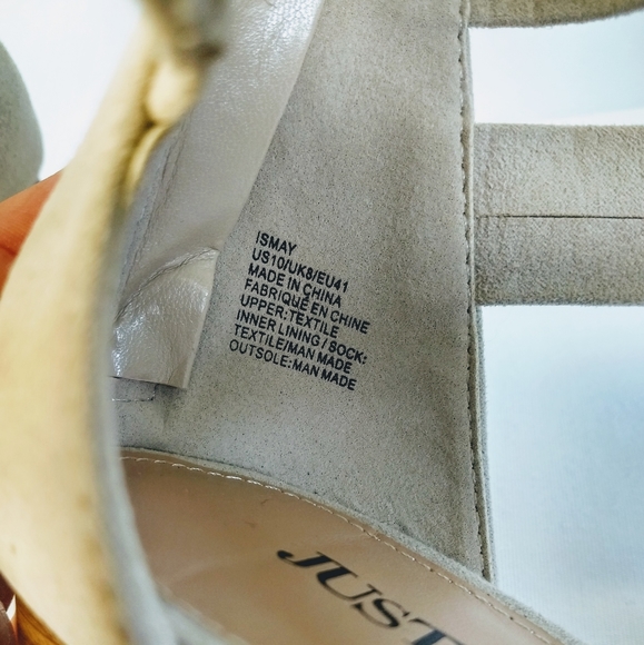 NWOB JustFab 'Ismay' 2-Inch Heel Beige Gladiator Zipper Back Sandals Size 10 - Picture 3 of 7